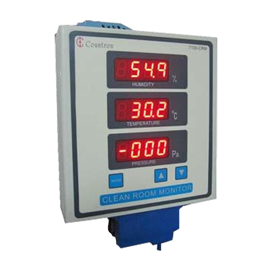 Clean Room Monitor with common alarm, (0.56″ display) (Price includes cost of temperature, gauge/differential pressure and humidity sensor)
