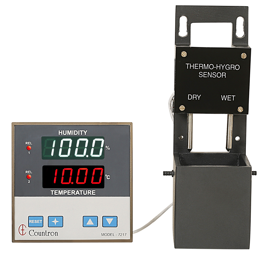 Humidity and Temperature Controller with sensor and 2 relay outputs with Dry/Wet Sensor for Temperature and Humidity